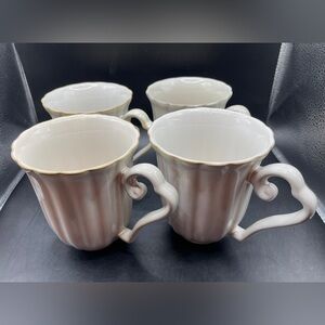 RARE Pier 1 White Alexandria Mugs, Extra Large EUC, Set of 4, 2 Sets Available